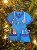 Scrubs Christmas Ornament, personalized nurse and doctor gift