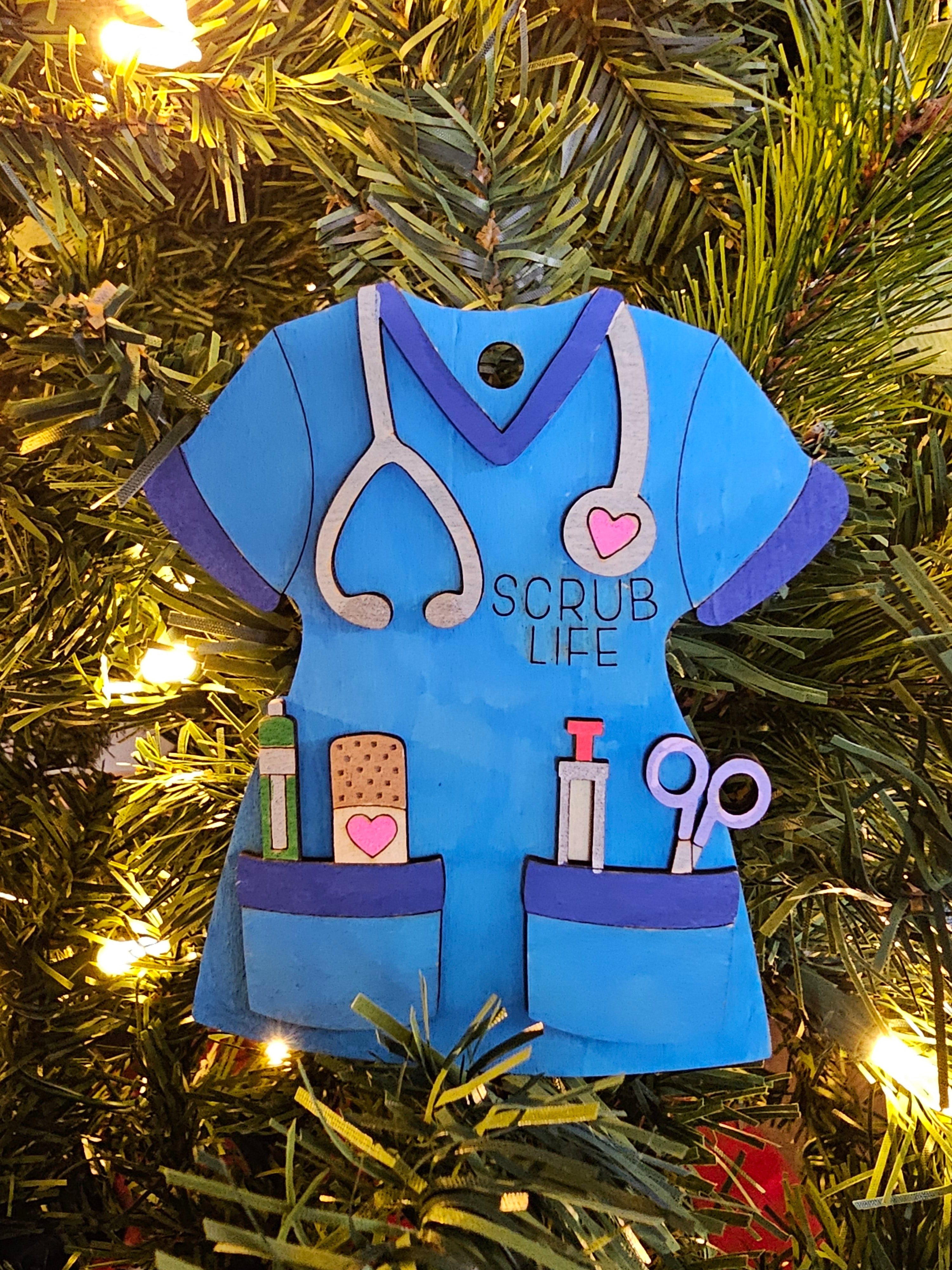Scrubs Christmas Ornament, personalized nurse and doctor gift