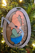 Hunting Gnome Christmas Ornament, funny holiday gift