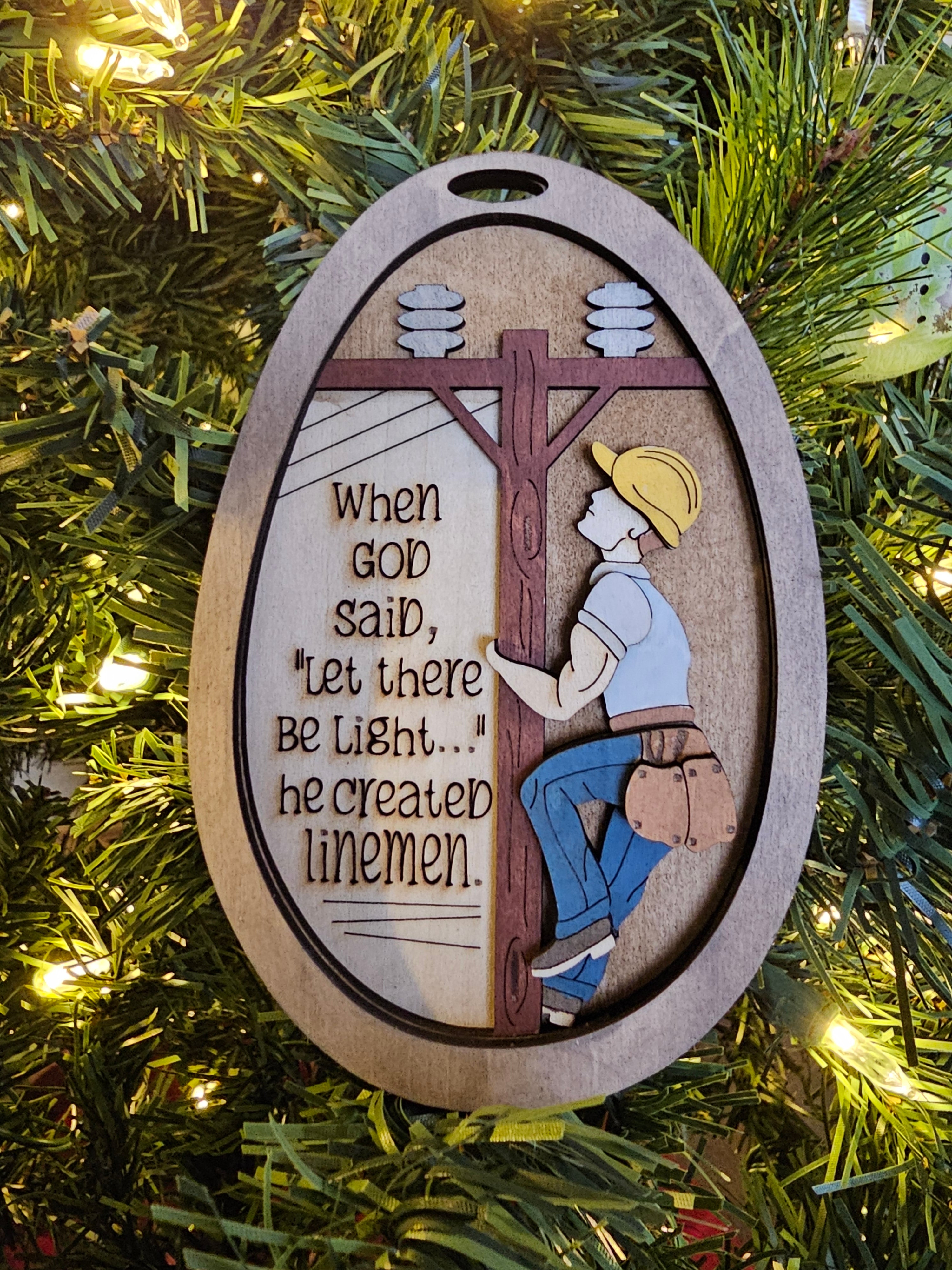 Lineman Christmas Ornament, personalized utility worker keepsake