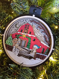 Lighted Barn Christmas Ornament, rustic farmhouse design