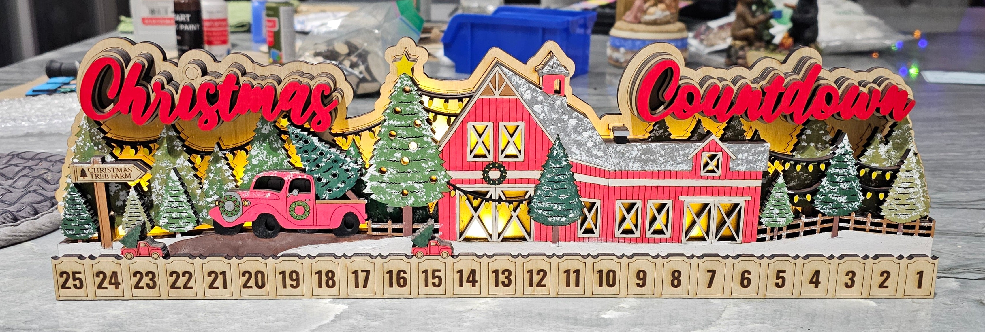 Barn Advent Calendar, close-up detail