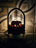 Bear Night Light with dusk to dawn sensor, rustic wood design