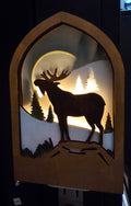 Rustic Moose Night Light with laser-cut wood design