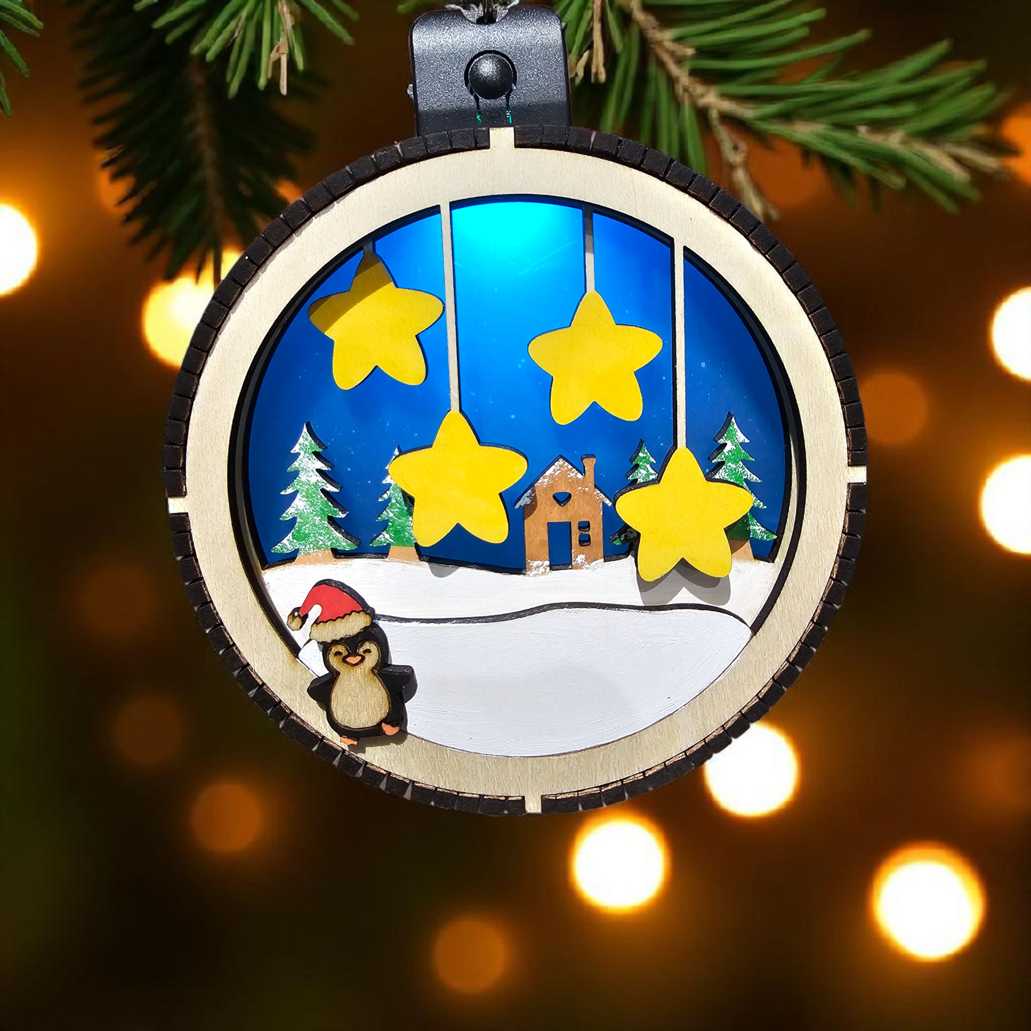 Personalized Family Christmas Ornament with Stars, custom names