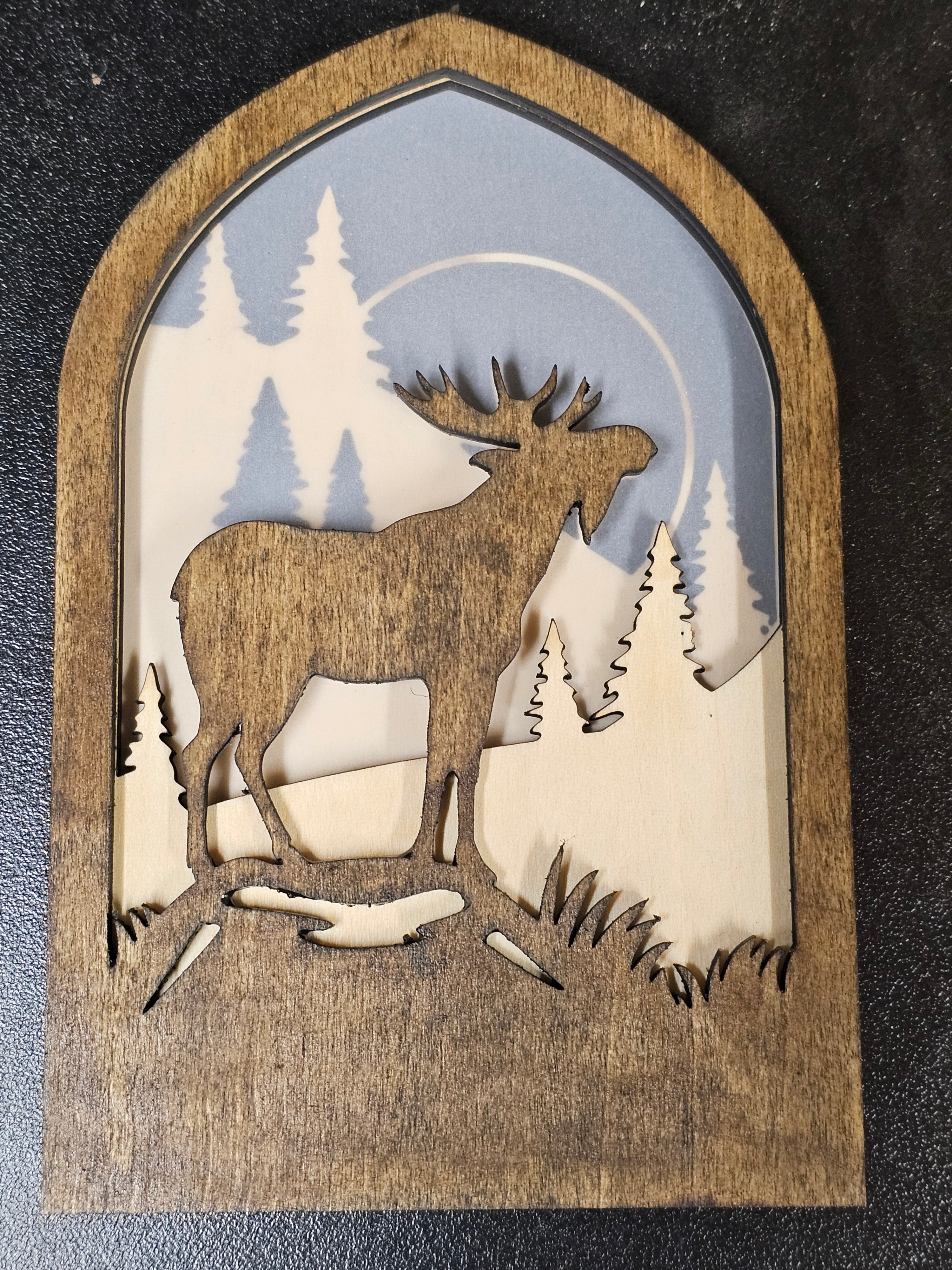 Rustic Moose Night Light, close-up detail