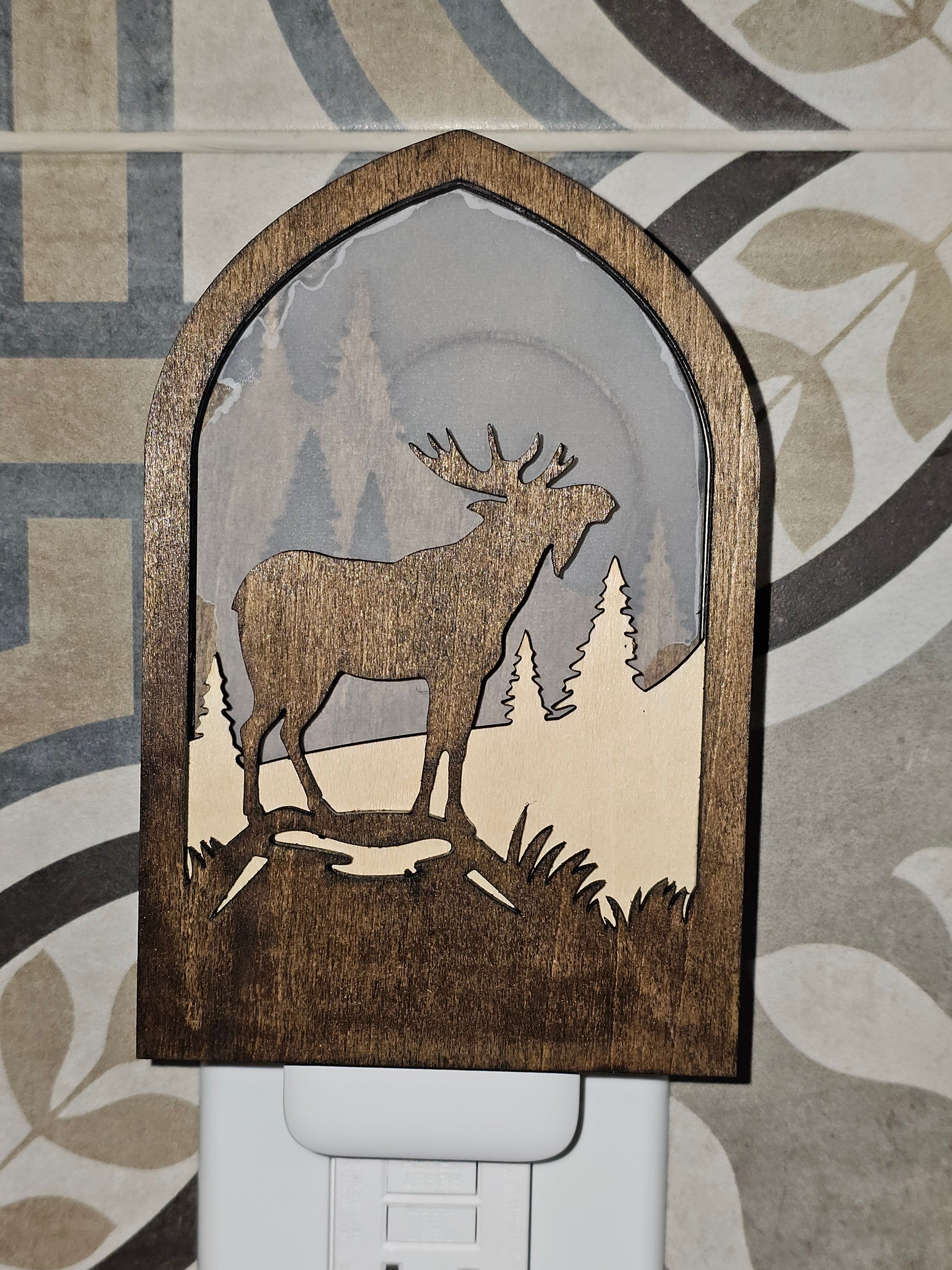 Rustic Moose Night Light, lifestyle photo