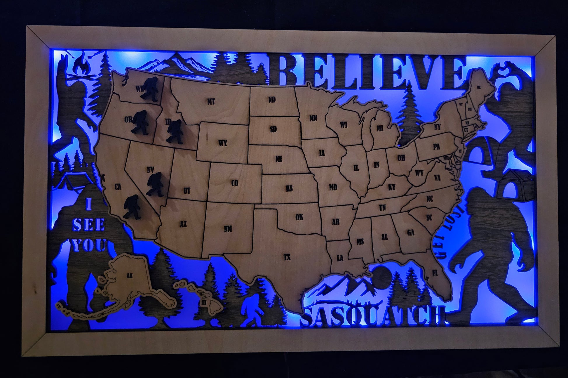 Lighted Sasquatch Travel Map