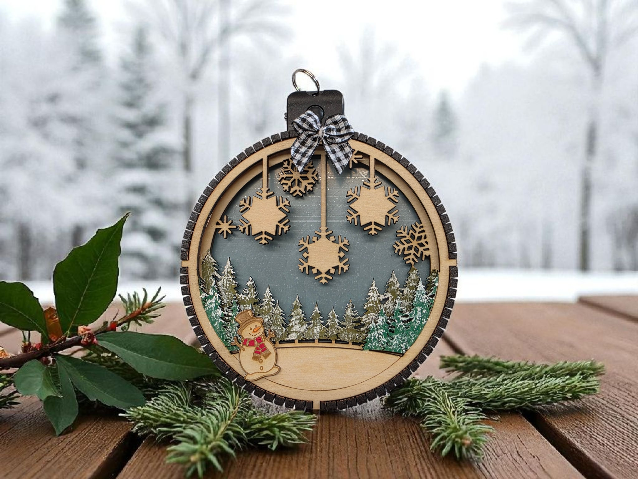 Personalized Lighted Snowflake Family Ornament, lifestyle photo