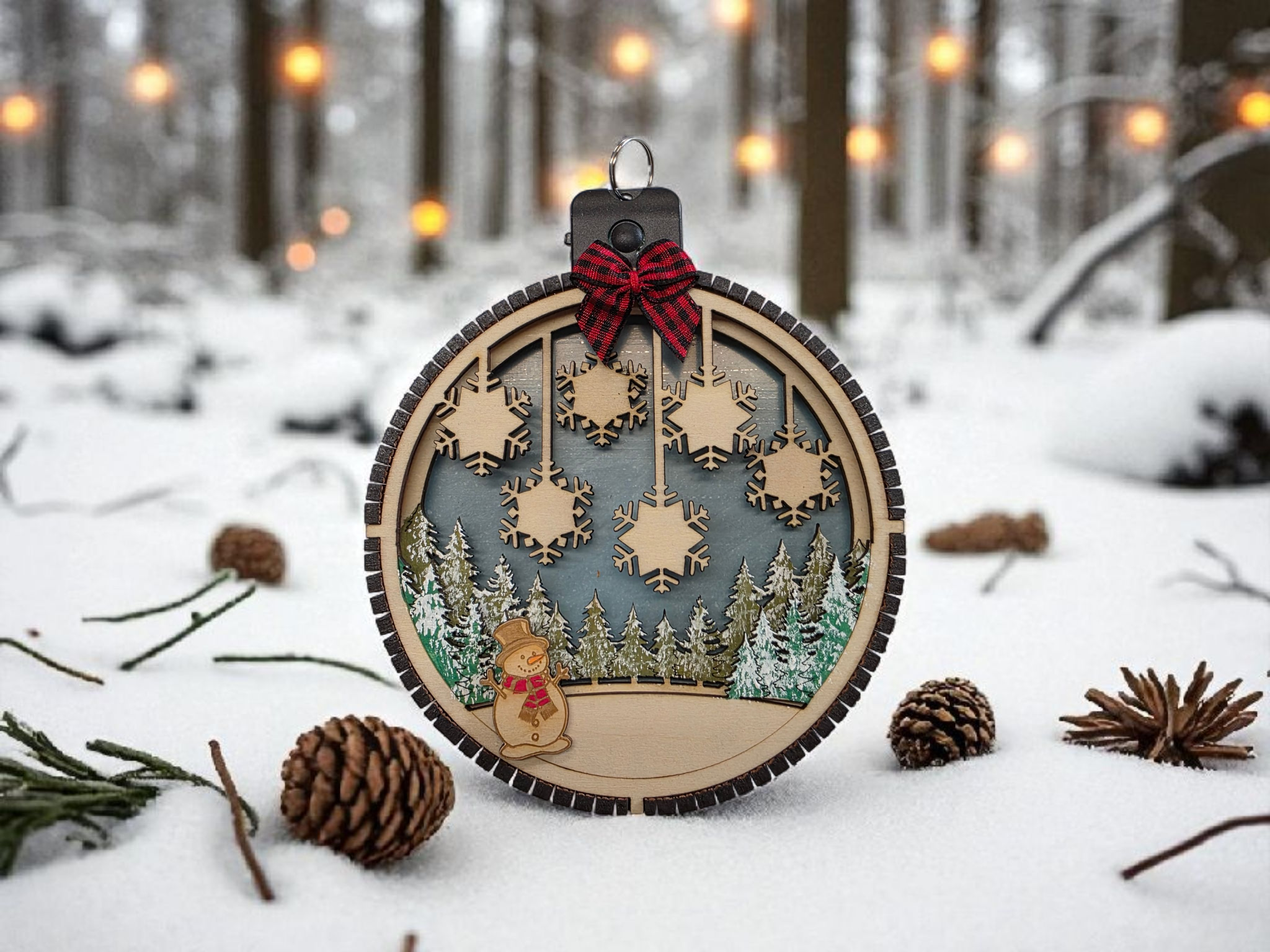 Personalized Lighted Snowflake Family Ornament, additional angle