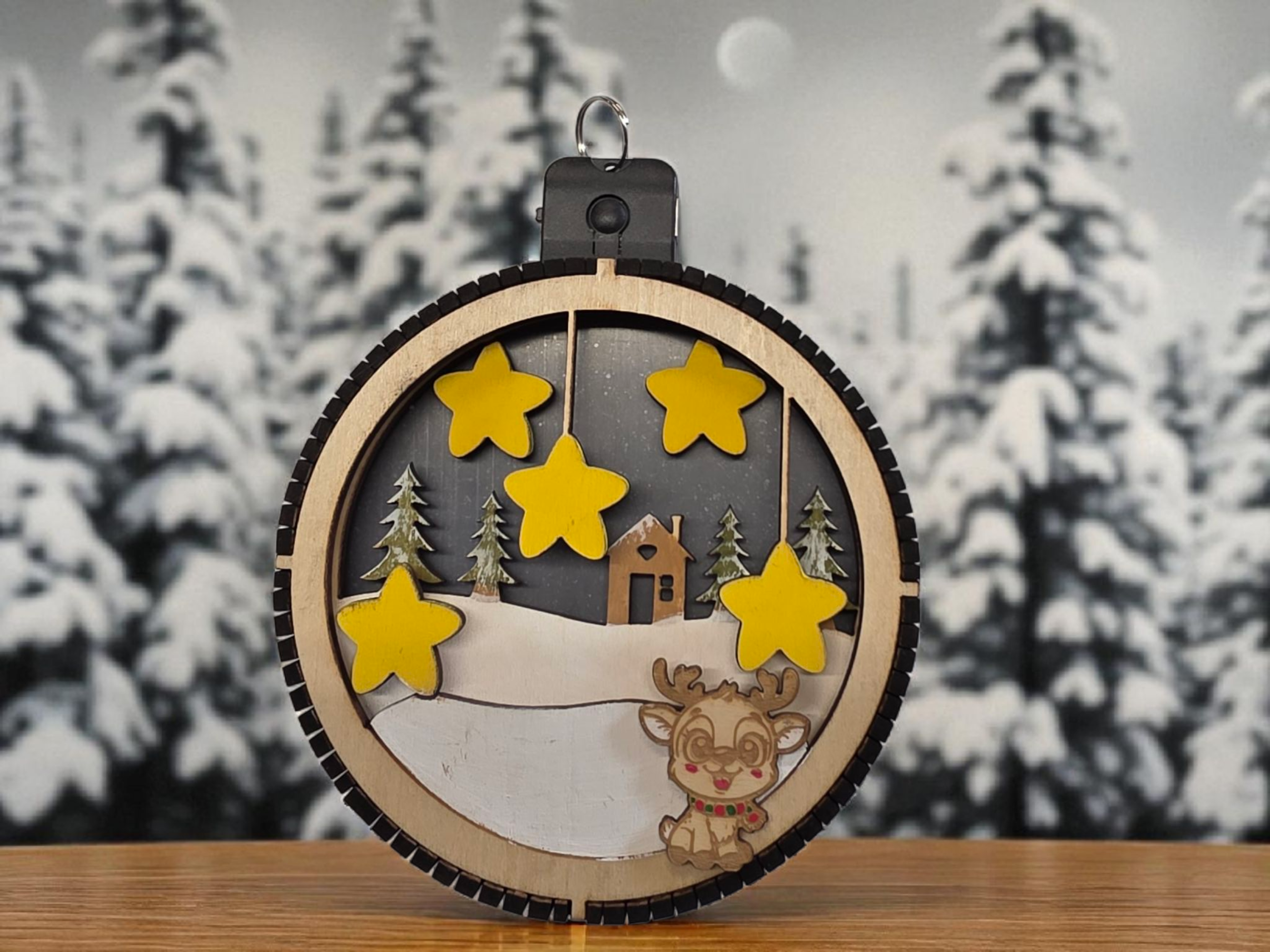 Personalized Family Christmas Ornament with Stars, front view