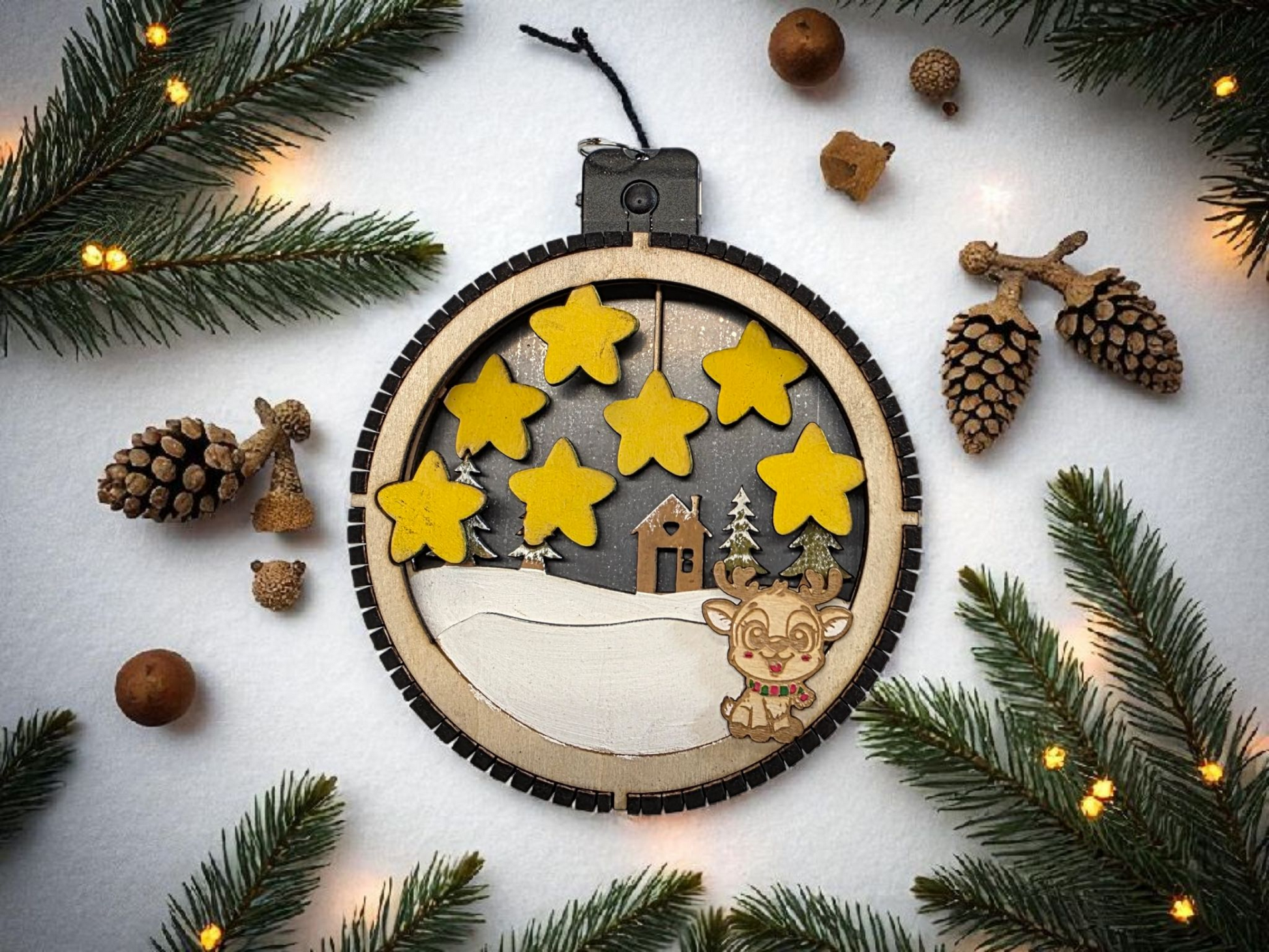 Personalized Family Christmas Ornament with Stars
