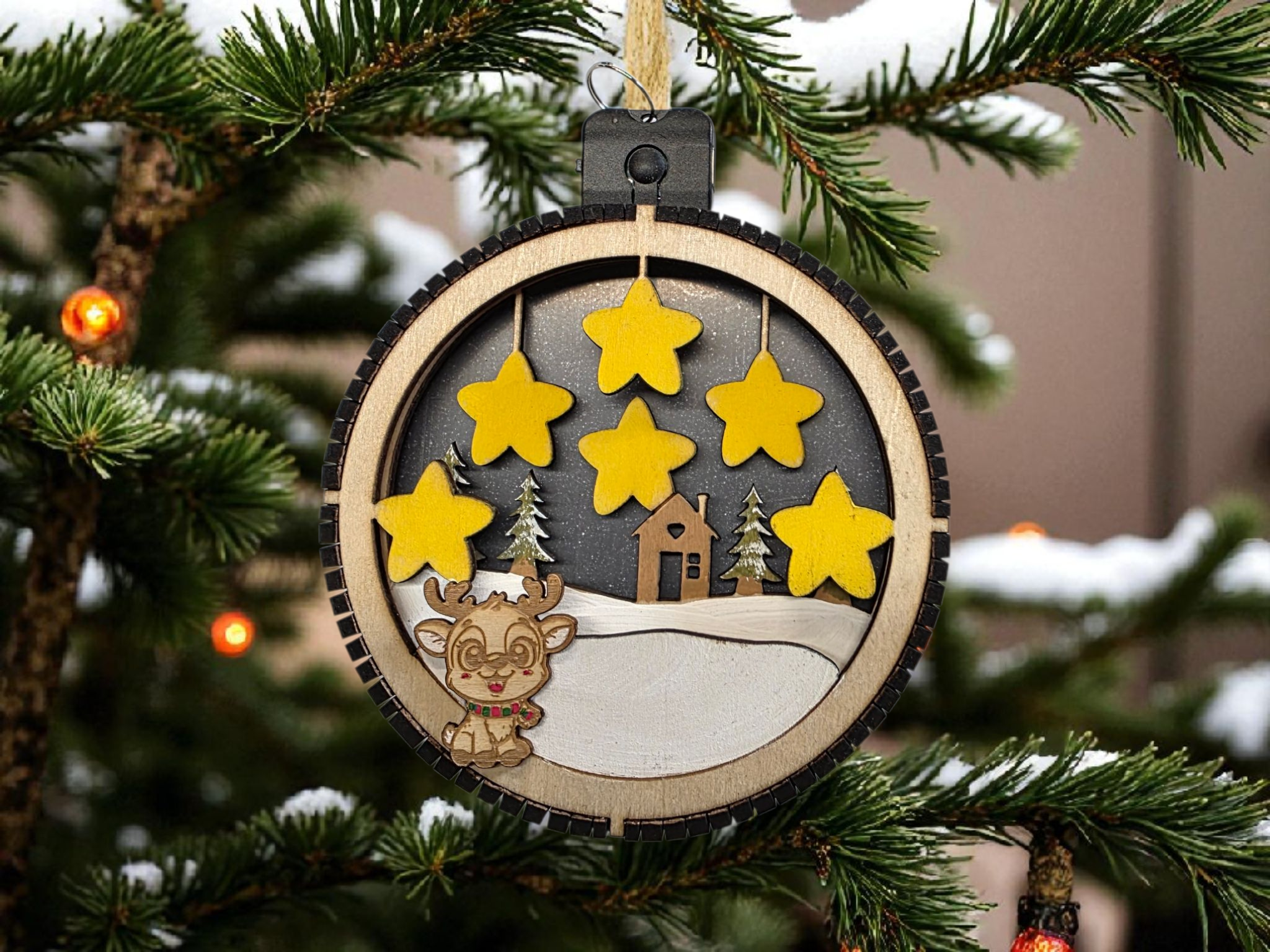 Personalized Family Christmas Ornament with Stars, additional angle