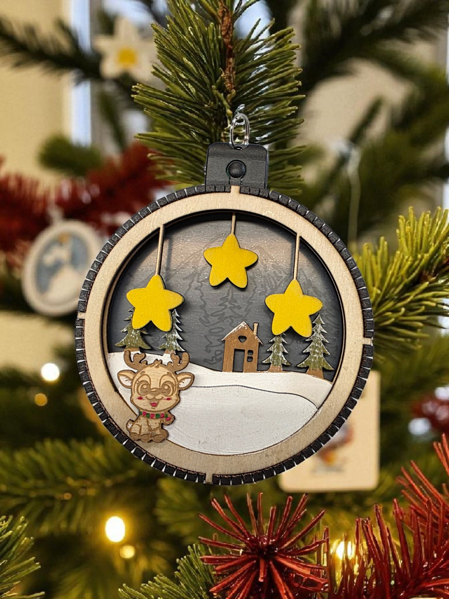 Personalized Family Christmas Ornament with Stars, lifestyle photo