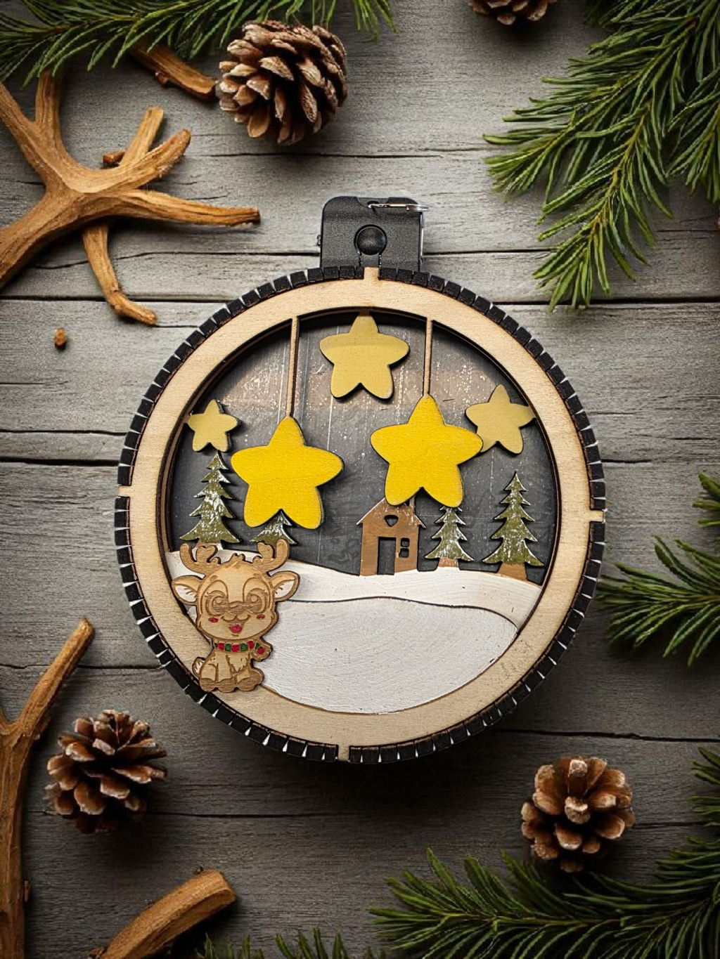 Personalized Family Christmas Ornament with Stars