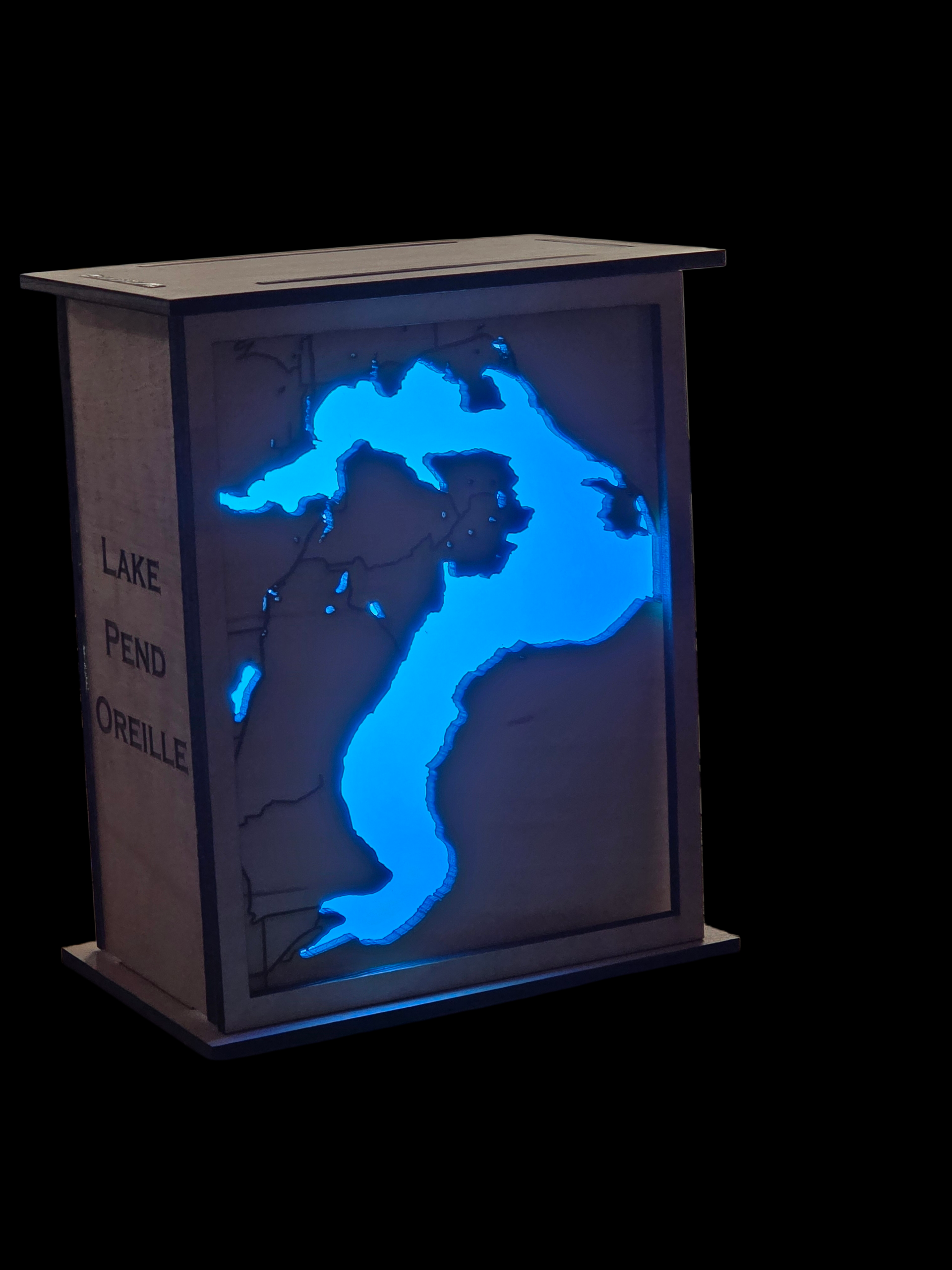 Custom Lighted Lake Map Keepsake, additional angle