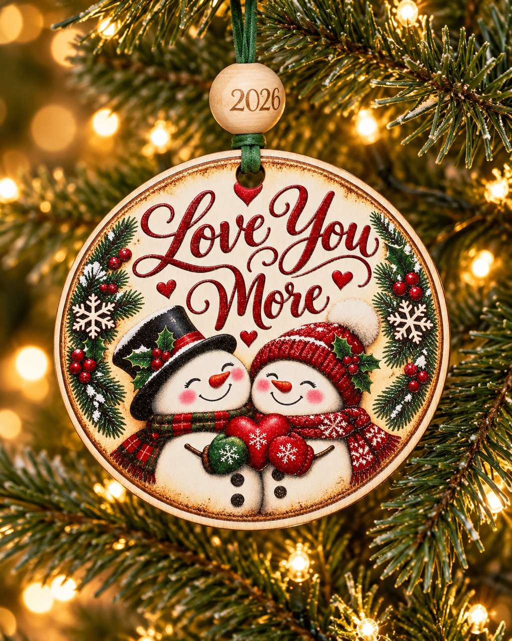 Love You More Snowman Christmas Ornament 2026 – Choose Your Design