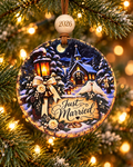 Just Married Christmas Ornament 2026 – Winter Chapel Wedding Ornament