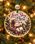 Love You More Snowman Christmas Ornament 2026 – Choose Your Design