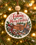 Fishing You a Merry Christmas Ornament 2026 – Fly Fishing Creel & Rod Gift