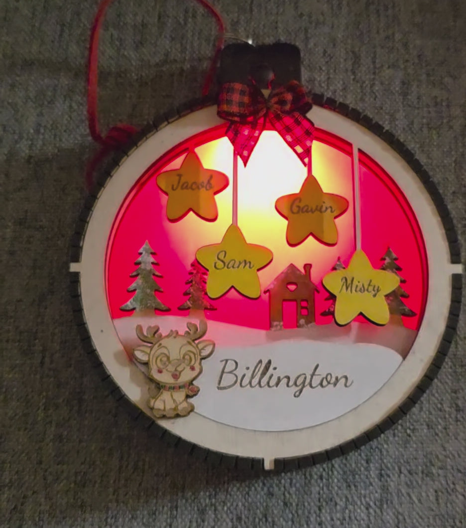 Personalized Family Christmas Ornament with Stars