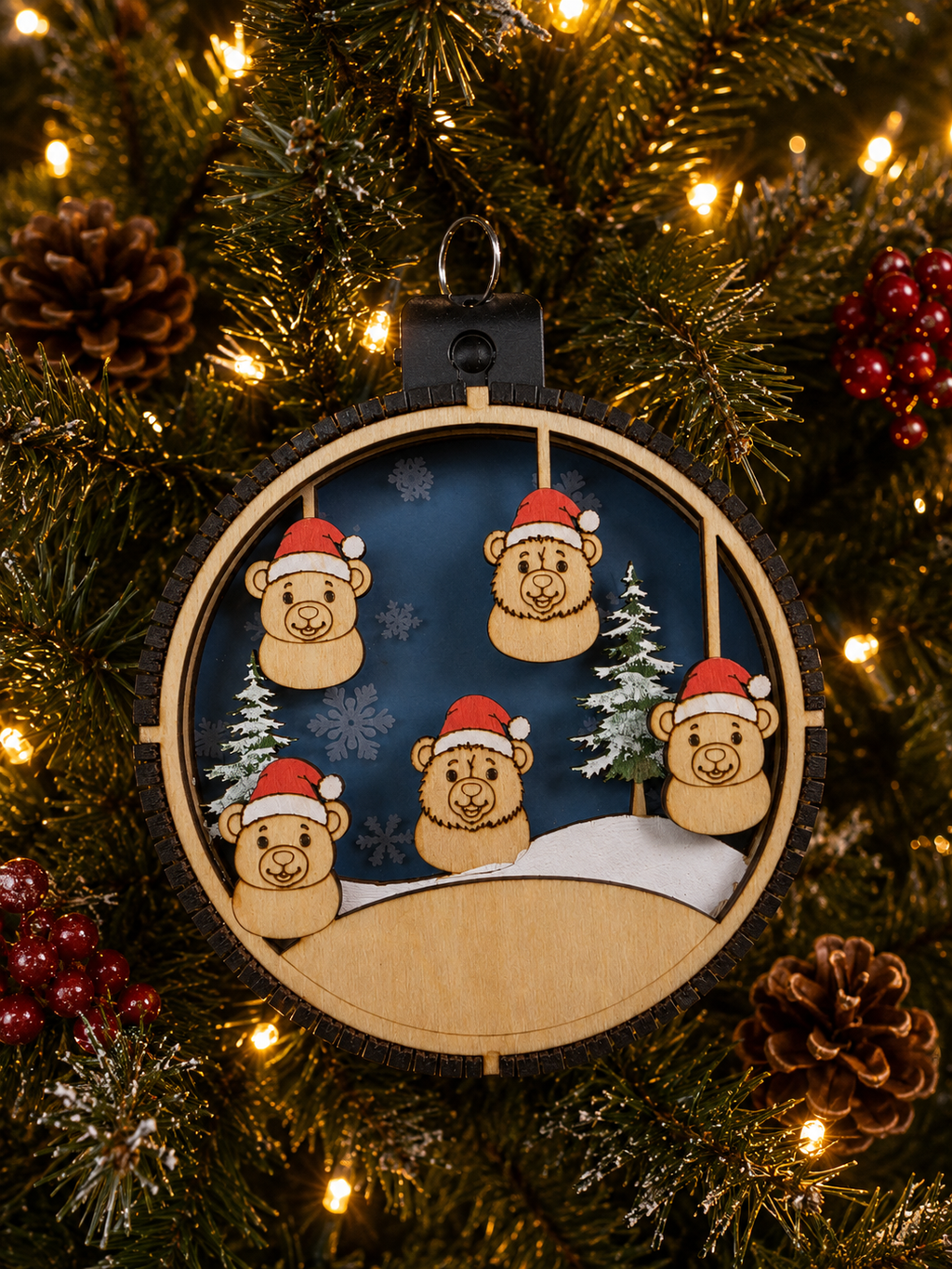 Personalized Bear Christmas Ornament, size comparison