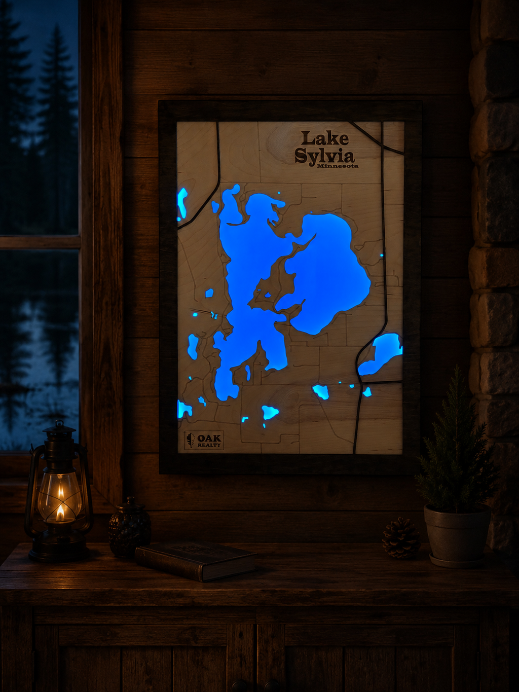 Lighted Lake Sylvia Map, close-up detail