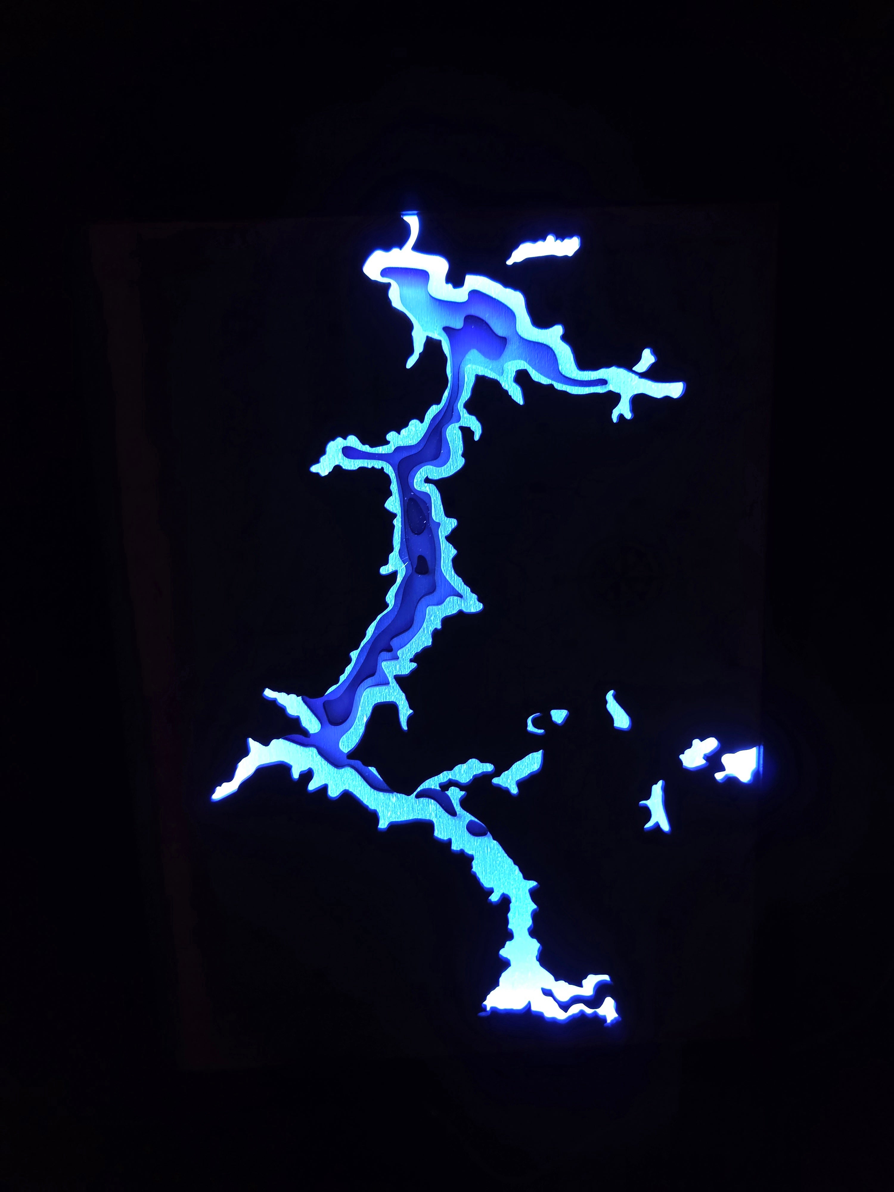Lighted Lake Coeur d'Alene Depth Map, close-up detail