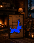 Lighted Hayden Lake Map, handcrafted wood lake art