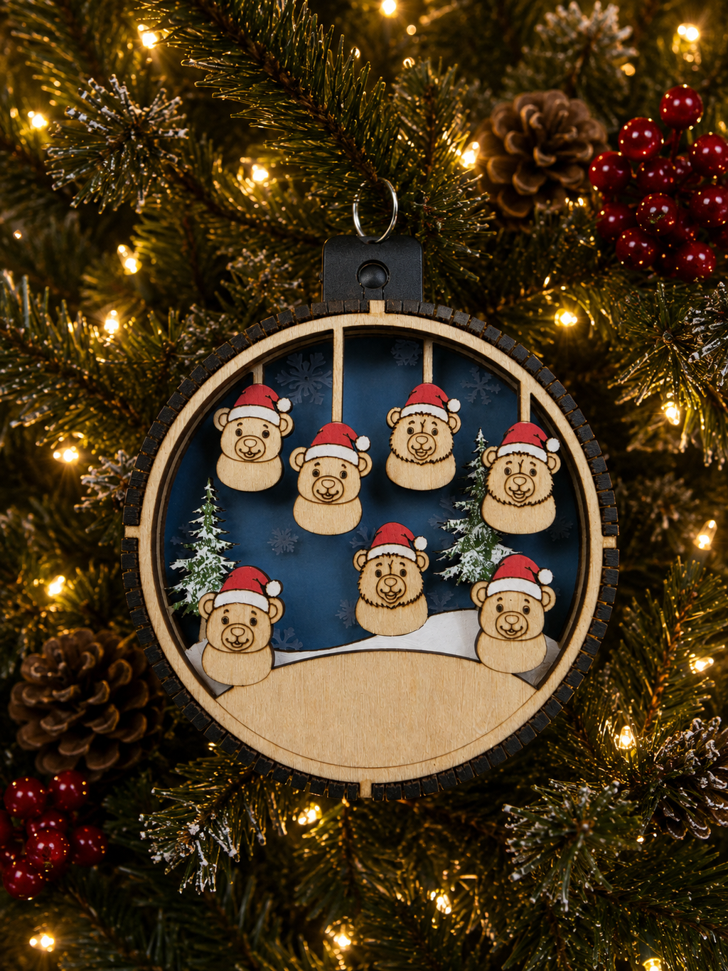 Personalized Bear Christmas Ornament, additional angle
