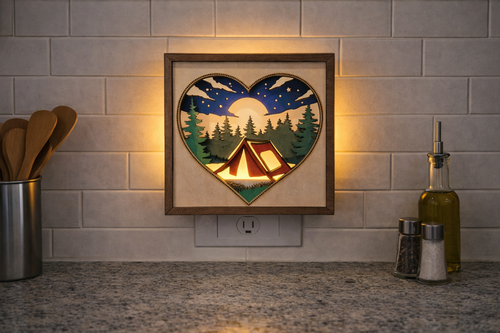 Hear shaped night light with glowing tent