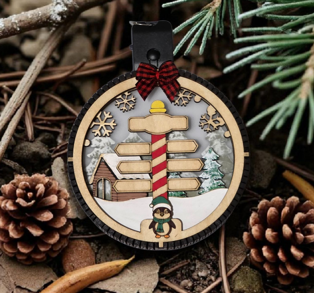Personalized Lighted North Pole Ornament, front view