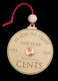 End of the Penny Commemorative Ornament, close-up detail
