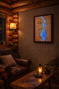 Lighted Priest Lake Map, close-up detail