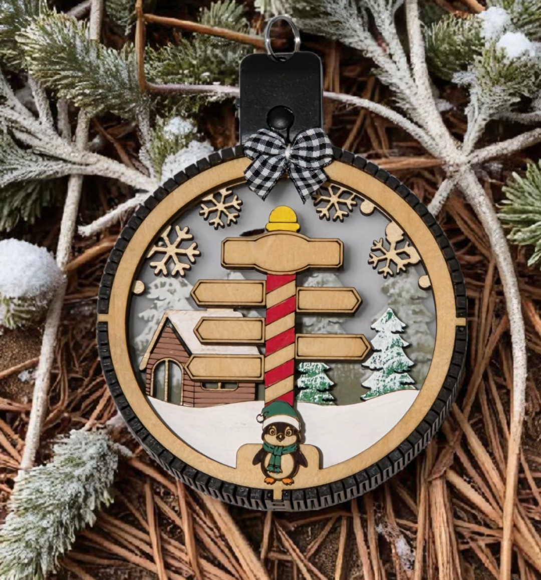 Personalized Lighted North Pole Ornament, size comparison